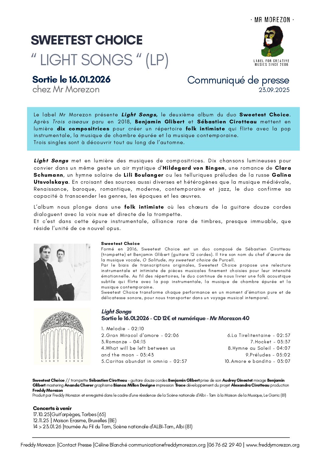 COMMUNIQUE DE PRESSE LIGHT SONGS V2